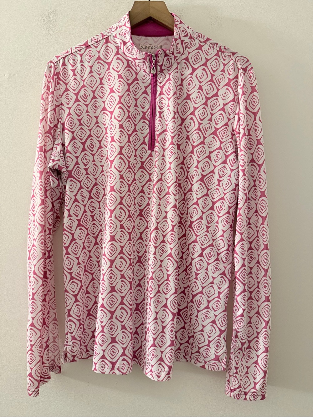 San Soleil geometric Print 1/4 Zip Pullover UPF 50 Cooling Golf Sun Top XL